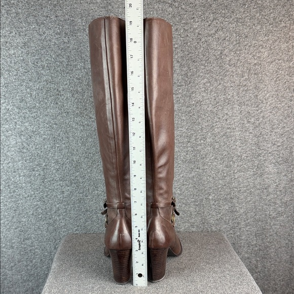 Etienne Aigner Tall Buckle Accent Brown Leather Knee-High Boots 10M - Picture 4 of 15